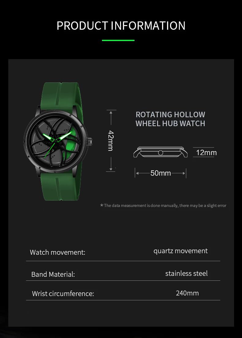 Shocknshop RevolveX Rotating Hollow Wheel Hub Creative Fashion Analog Silicone Magnetic Strap Wrist Watch for Men Boys -WCH366