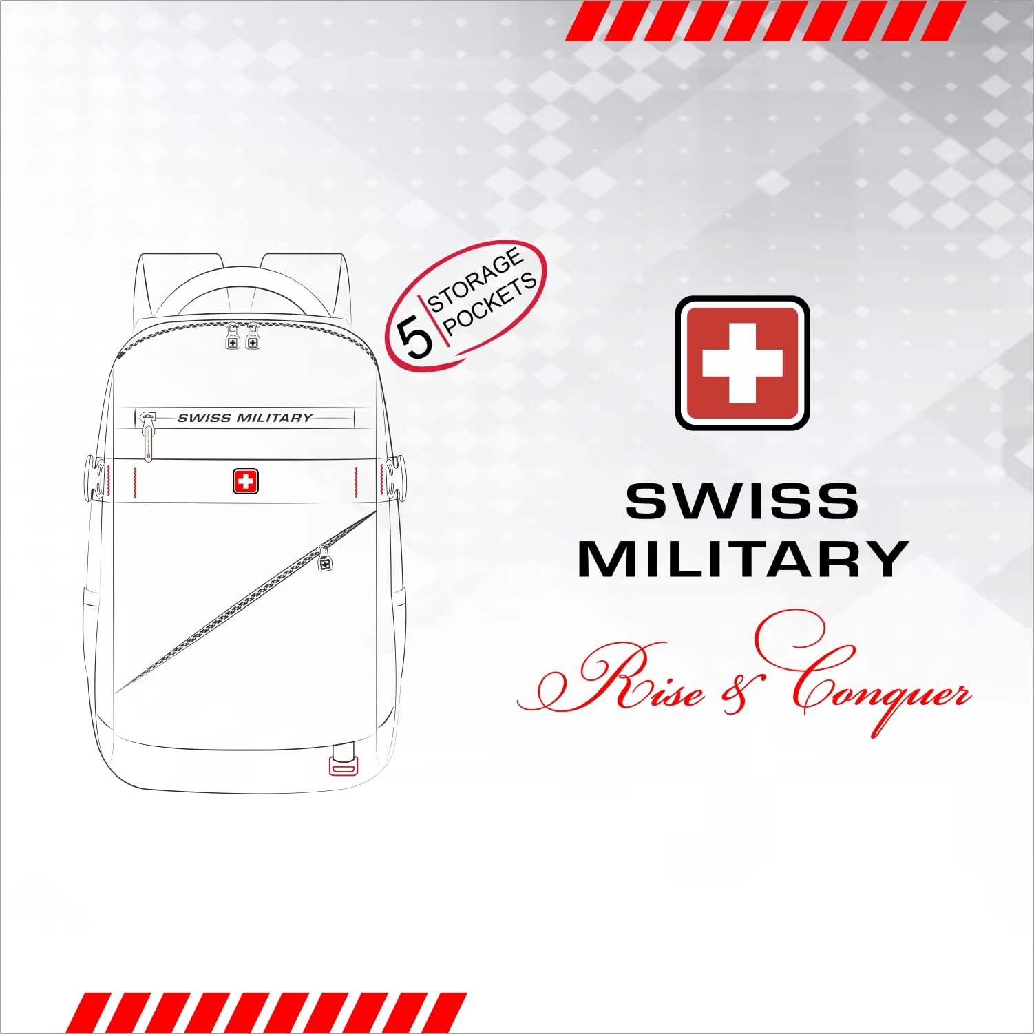 SWISS MILITARY 30L Unisex Laptop Travel Backpack for 15.6-Inch Laptops – with Luggage Strap, Detachable Key Ring, Anti-Theft Pocket, Expandable Bottle Pocket for Office and College Use