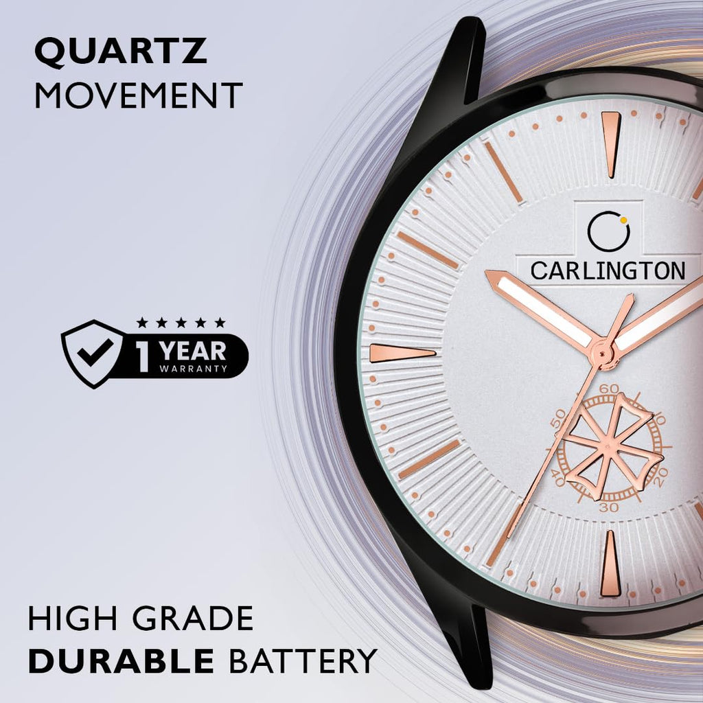 Carlington Analog Watches for Men with Leather Strap - CT 1020