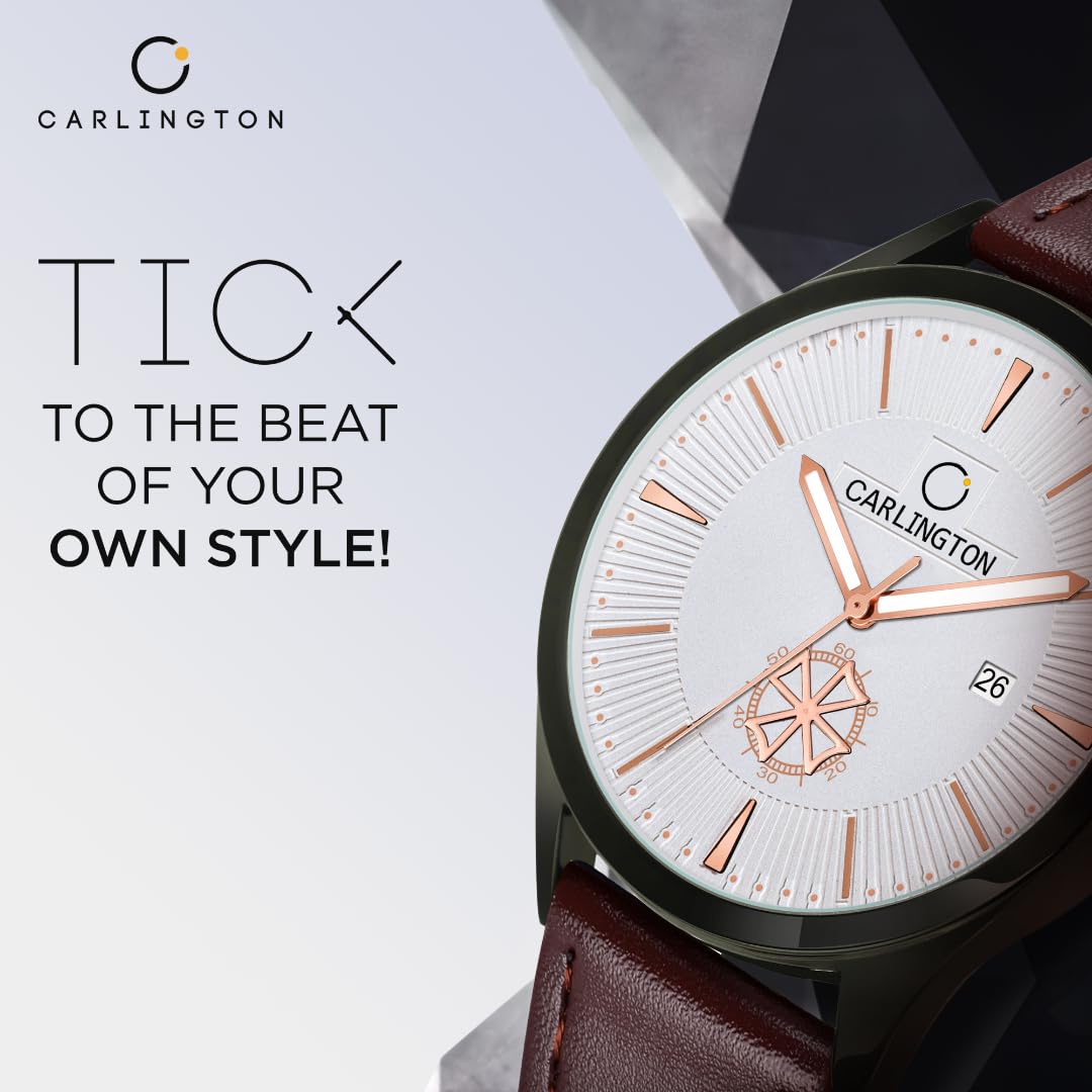 Carlington Analog Watches for Men with Leather Strap - CT 1020