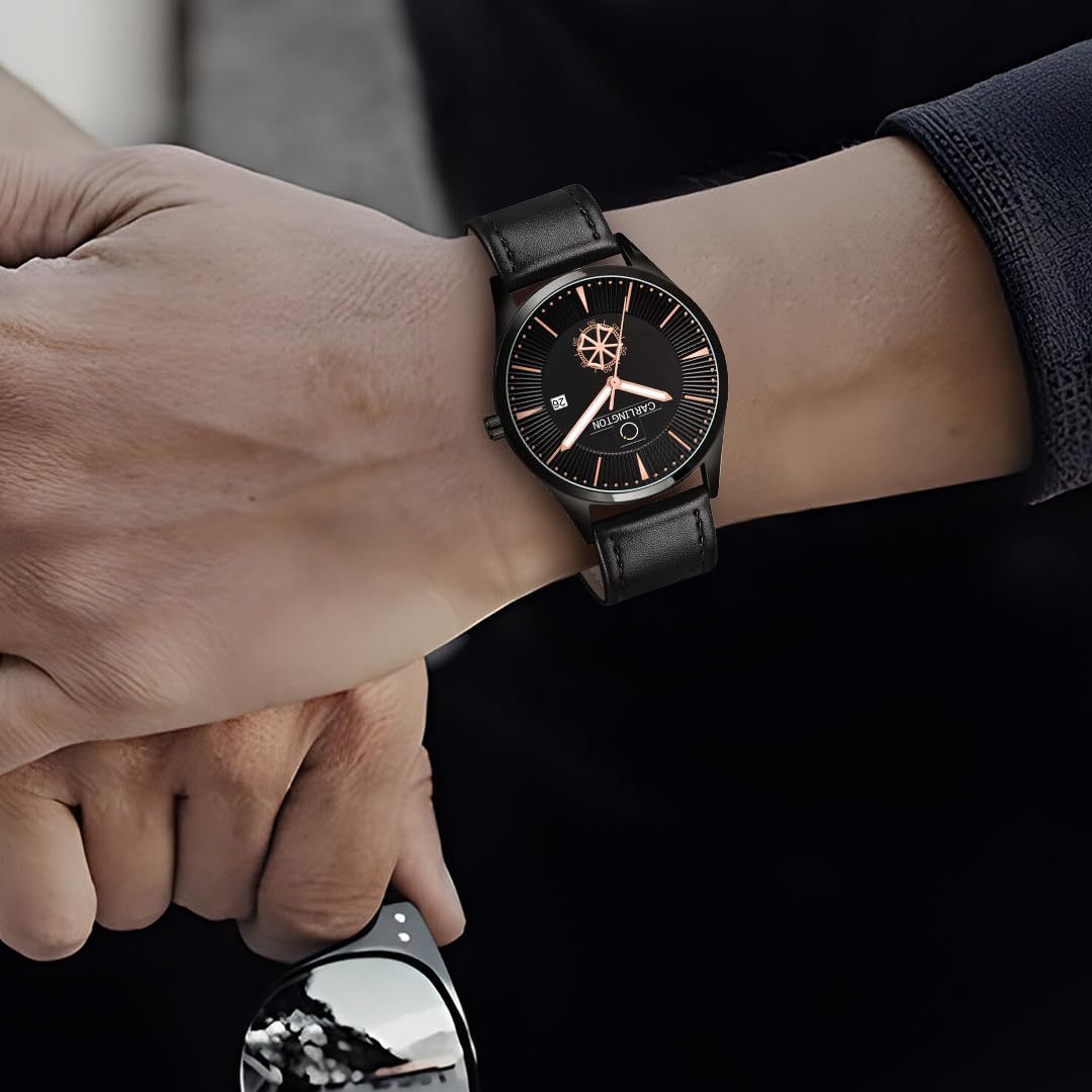 Carlington Analog Watches for Men with Leather Strap - CT 1020