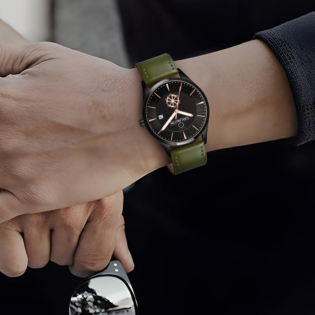 Carlington Analog Watches for Men with Leather Strap - CT 1020