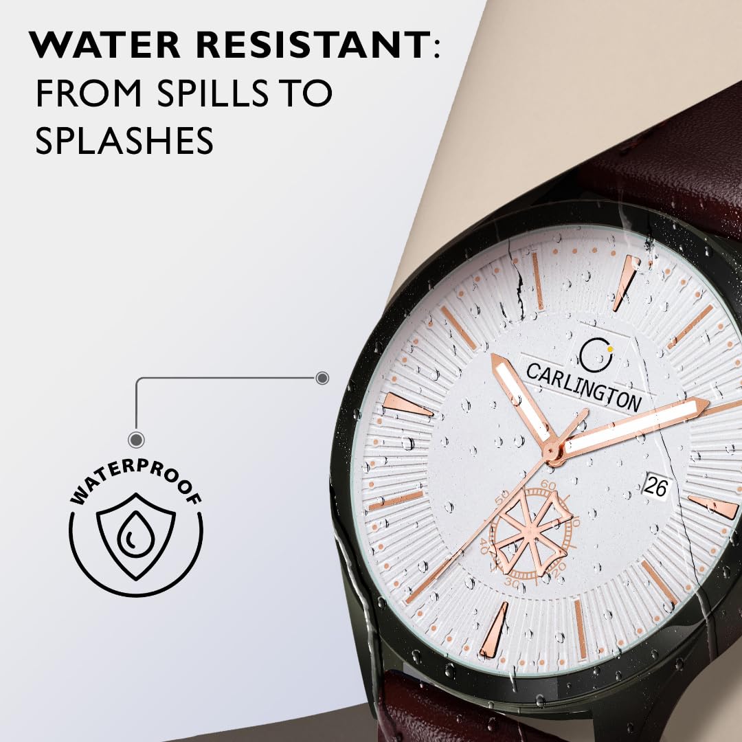 Carlington Analog Watches for Men with Leather Strap - CT 1020