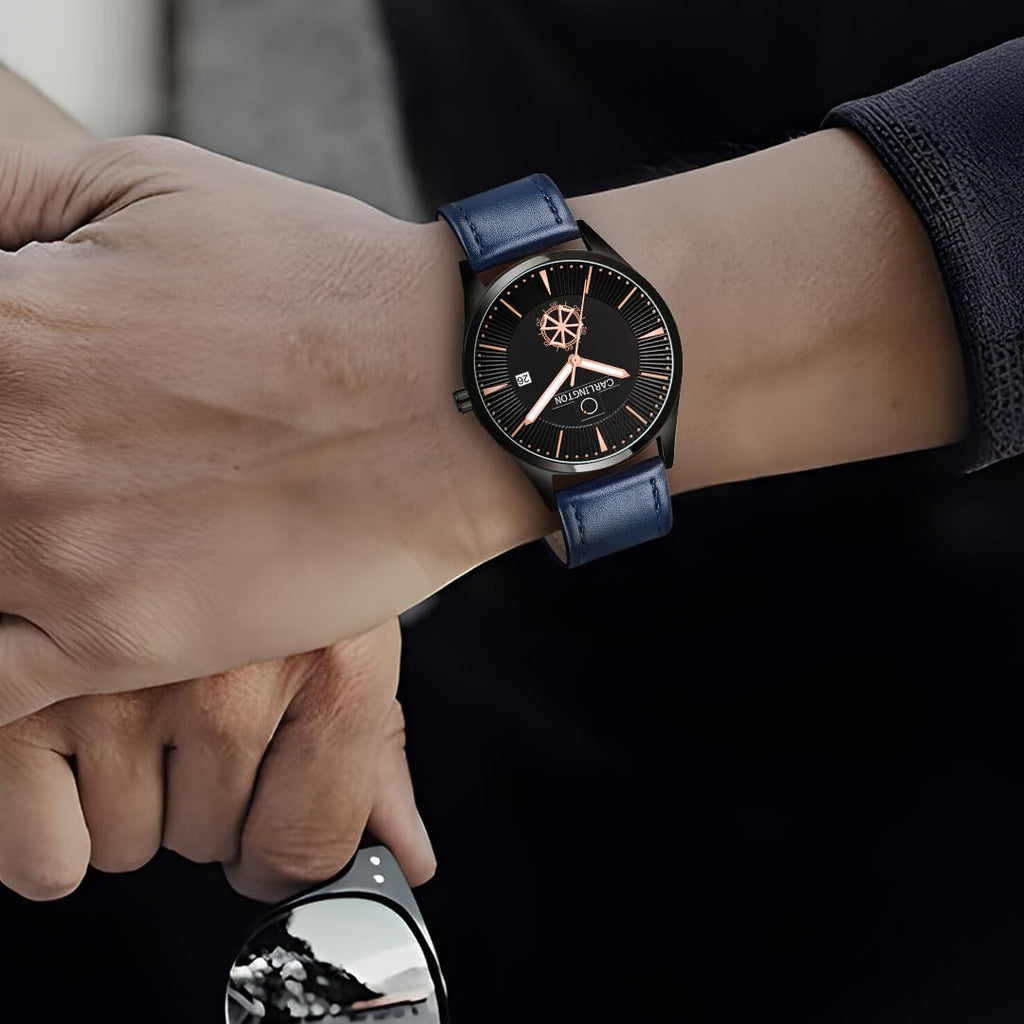 Carlington Analog Watches for Men with Leather Strap - CT 1020