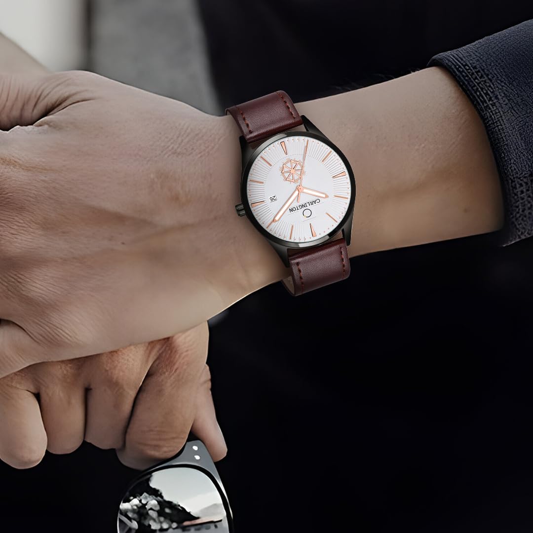 Carlington Analog Watches for Men with Leather Strap - CT 1020