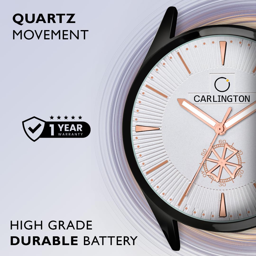 Carlington Analog Watches for Men with Leather Strap - CT 1020