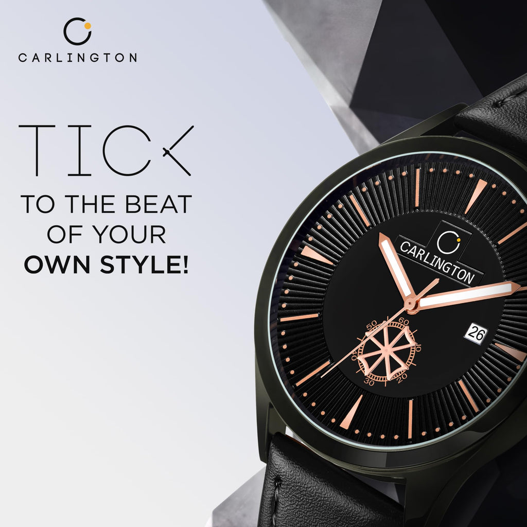 Carlington Analog Watches for Men with Leather Strap - CT 1020