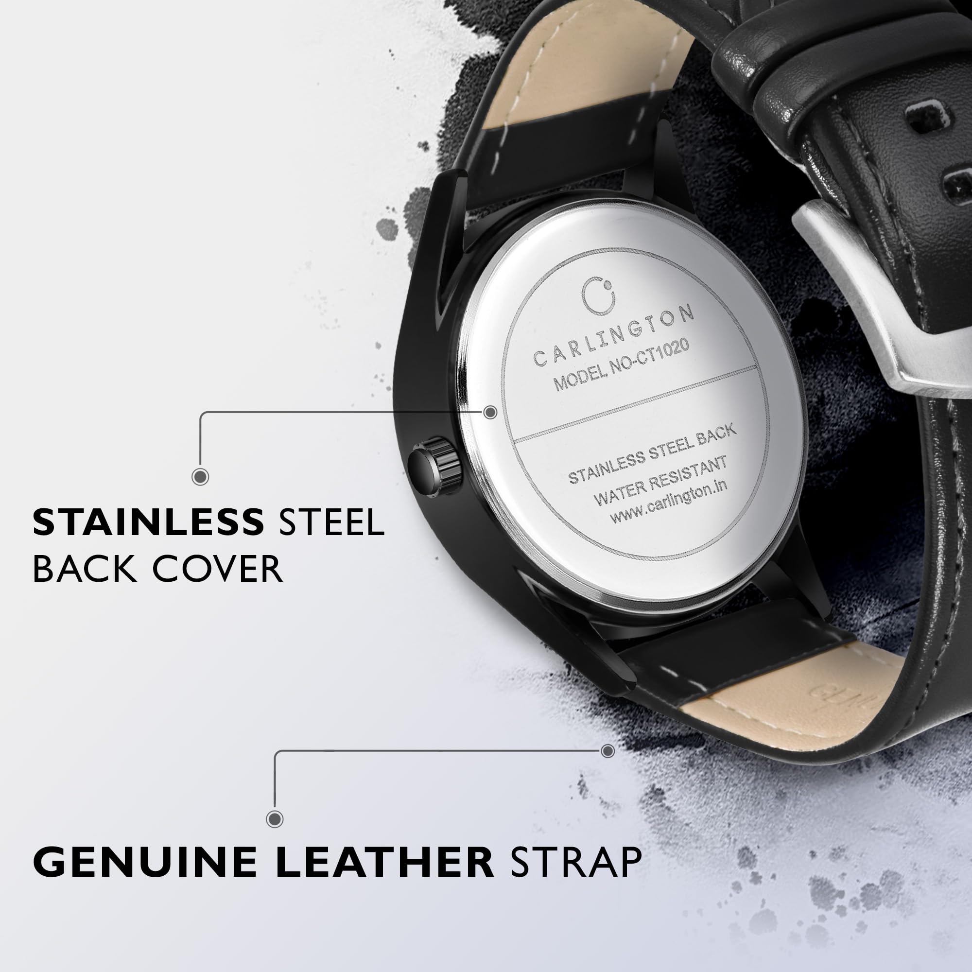 Carlington Analog Watches for Men with Leather Strap - CT 1020