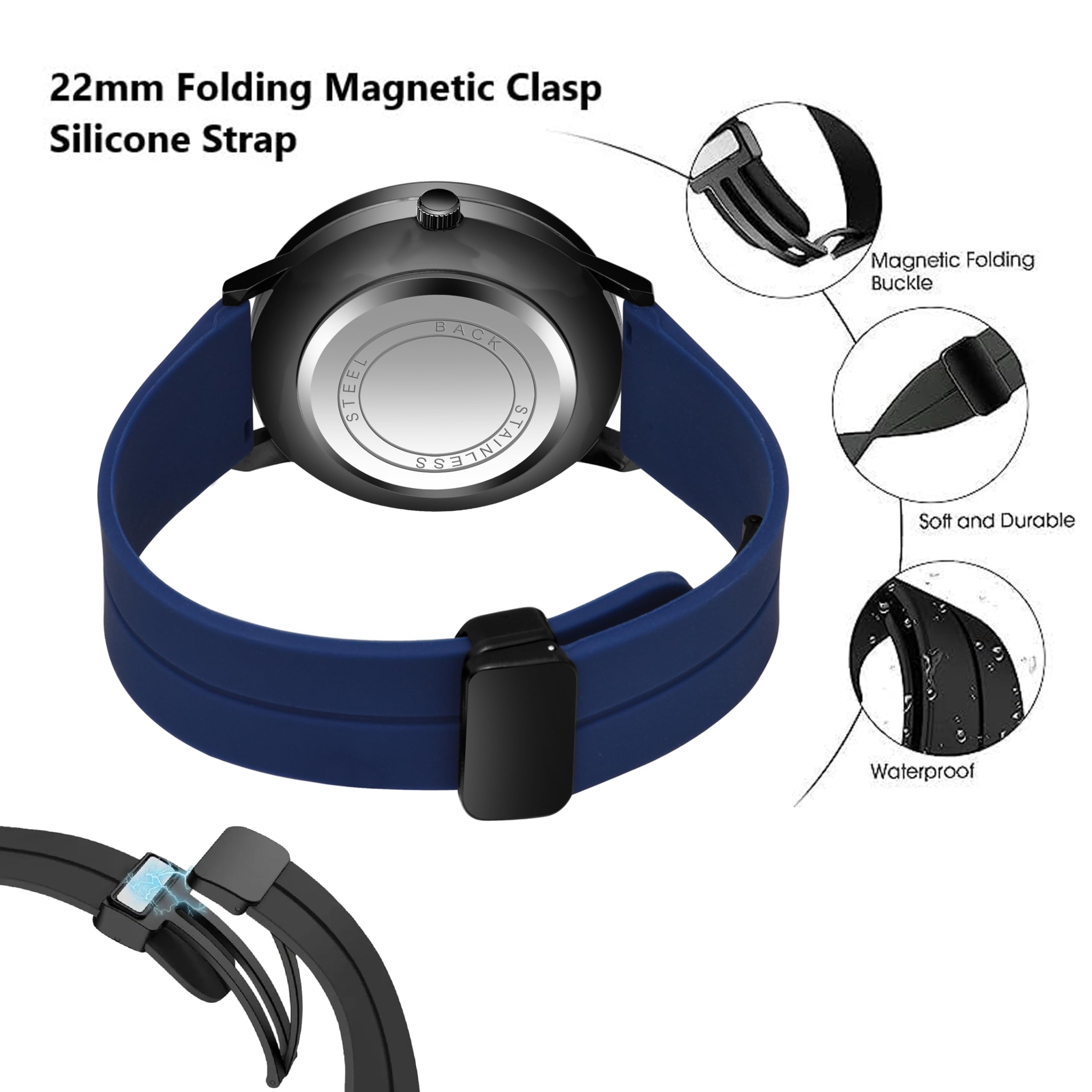 Shocknshop RevolveX Rotating Hollow Wheel Hub Creative Fashion Analog Silicone Magnetic Strap Wrist Watch for Men Boys -WCH366