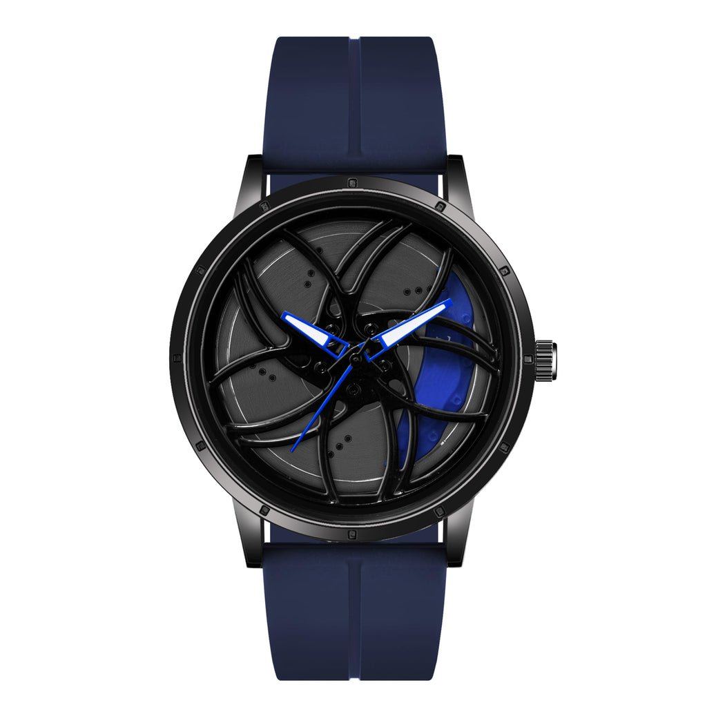 Shocknshop RevolveX Rotating Hollow Wheel Hub Creative Fashion Analog Silicone Magnetic Strap Wrist Watch for Men Boys -WCH366