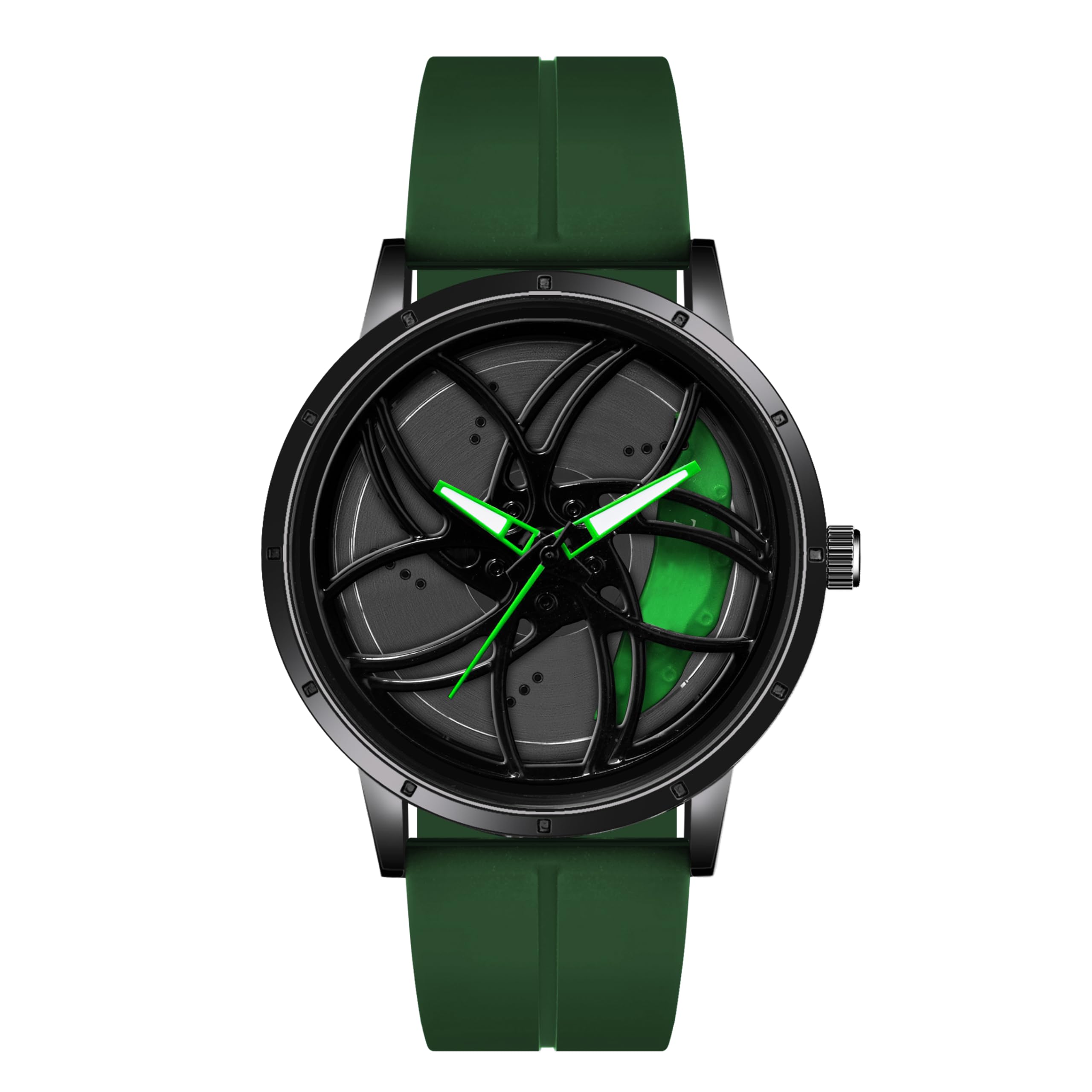 Shocknshop RevolveX Rotating Hollow Wheel Hub Creative Fashion Analog Silicone Magnetic Strap Wrist Watch for Men Boys -WCH366