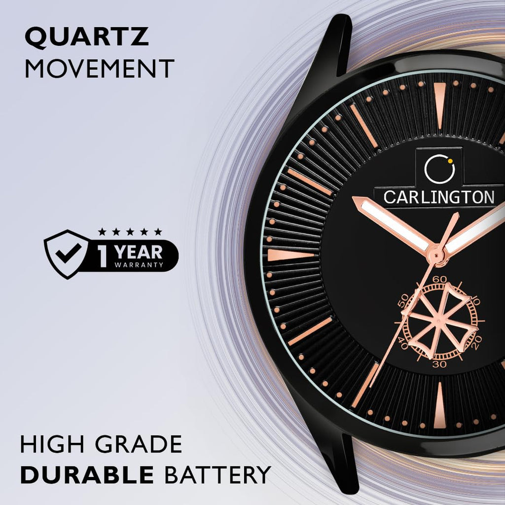 Carlington Analog Watches for Men with Leather Strap - CT 1020