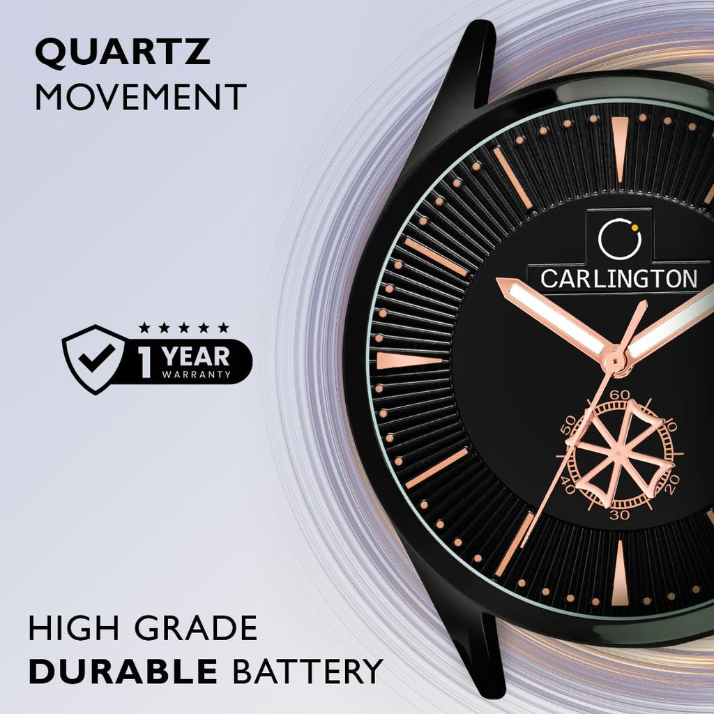 Carlington Analog Watches for Men with Leather Strap - CT 1020