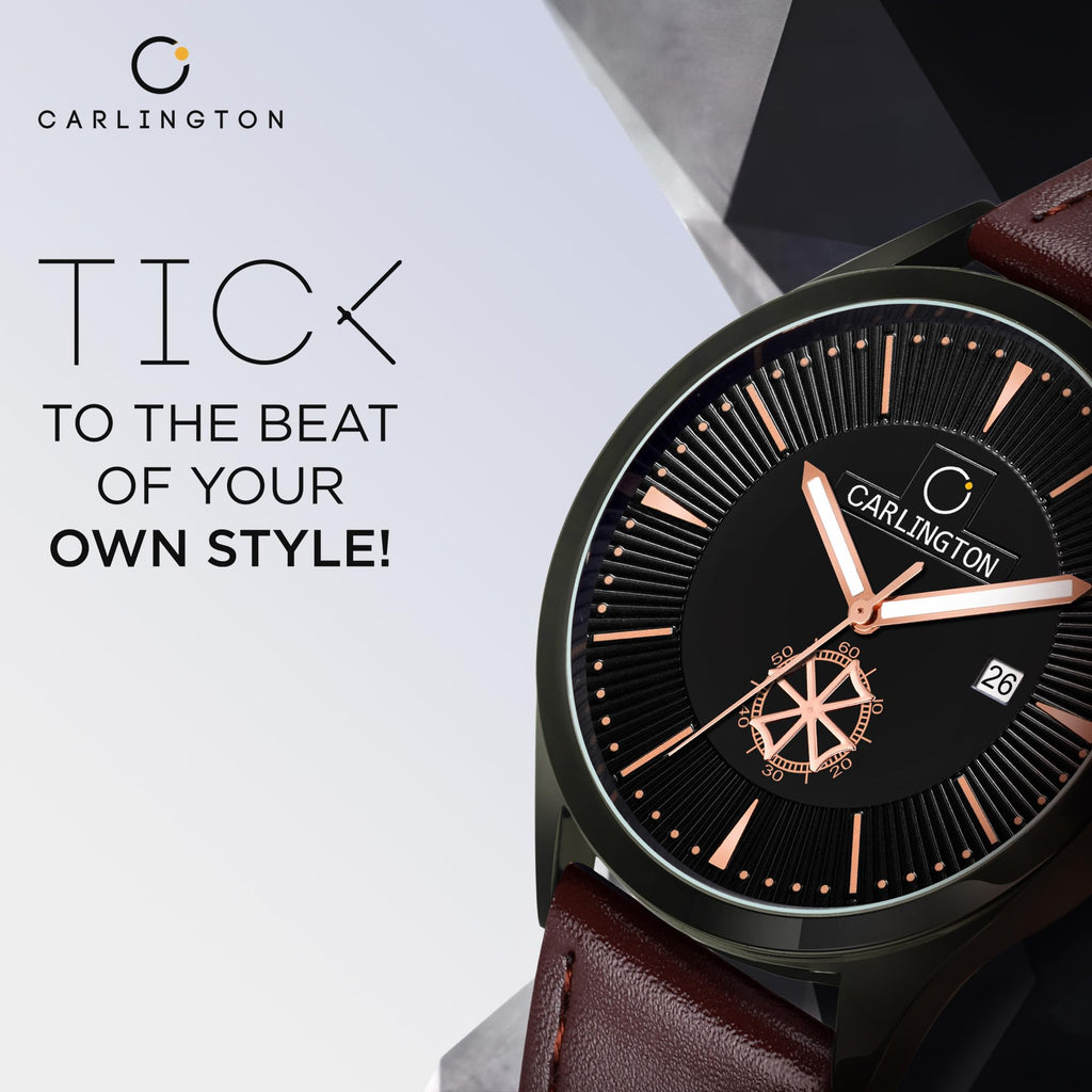 Carlington Analog Watches for Men with Leather Strap - CT 1020