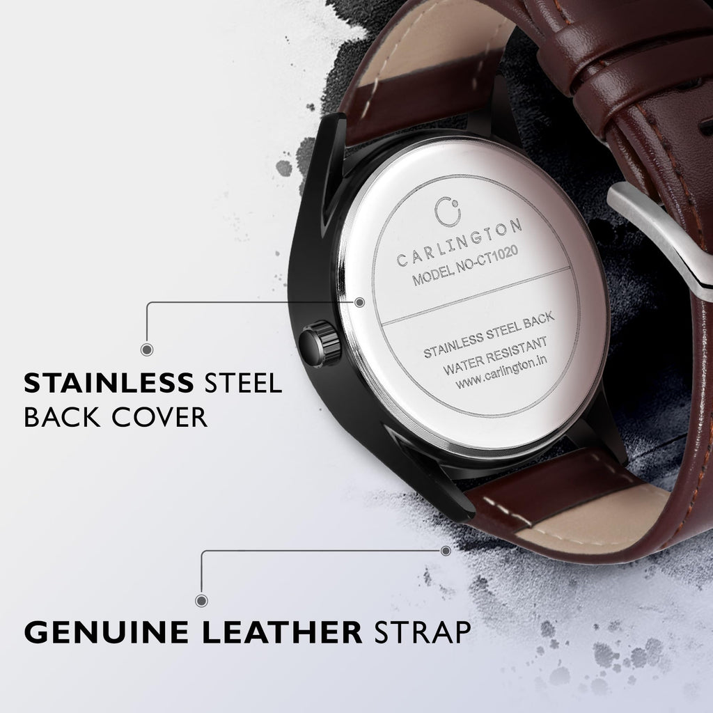 Carlington Analog Watches for Men with Leather Strap - CT 1020