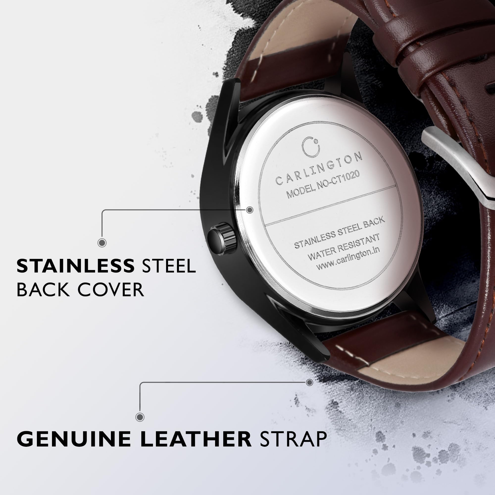 Carlington Analog Watches for Men with Leather Strap - CT 1020