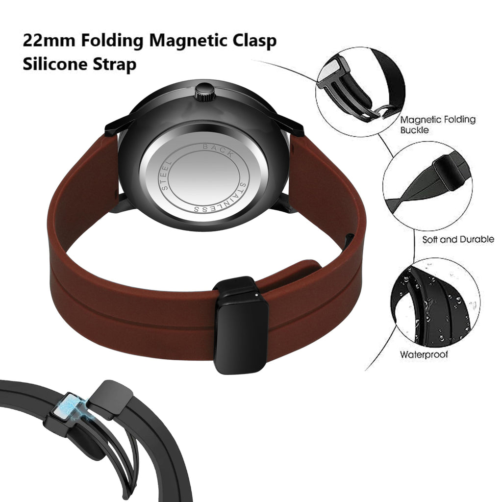 Shocknshop RevolveX Rotating Hollow Wheel Hub Creative Fashion Analog Silicone Magnetic Strap Wrist Watch for Men Boys -WCH366