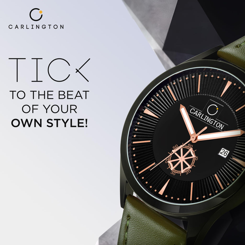 Carlington Analog Watches for Men with Leather Strap - CT 1020
