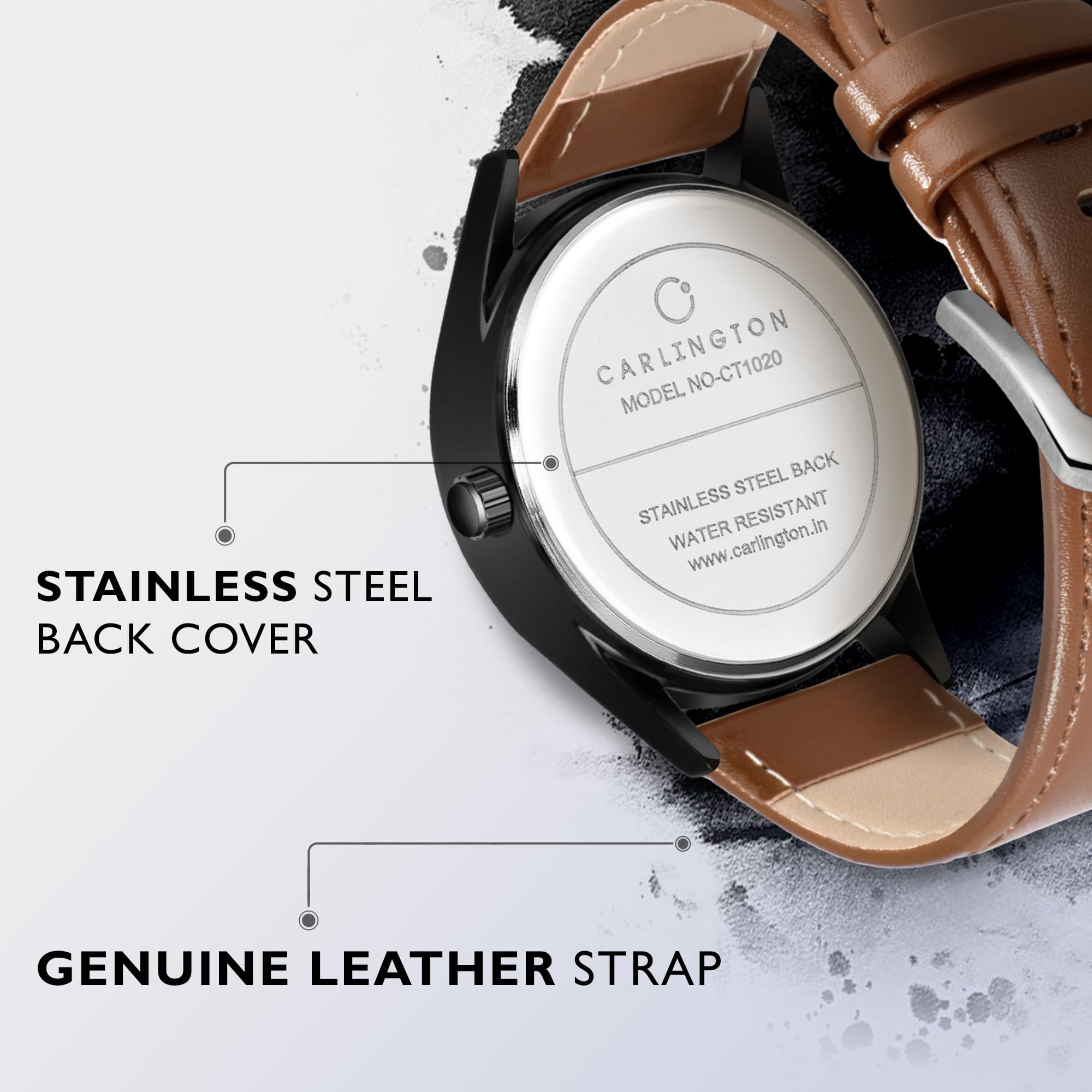 Carlington Analog Watches for Men with Leather Strap - CT 1020