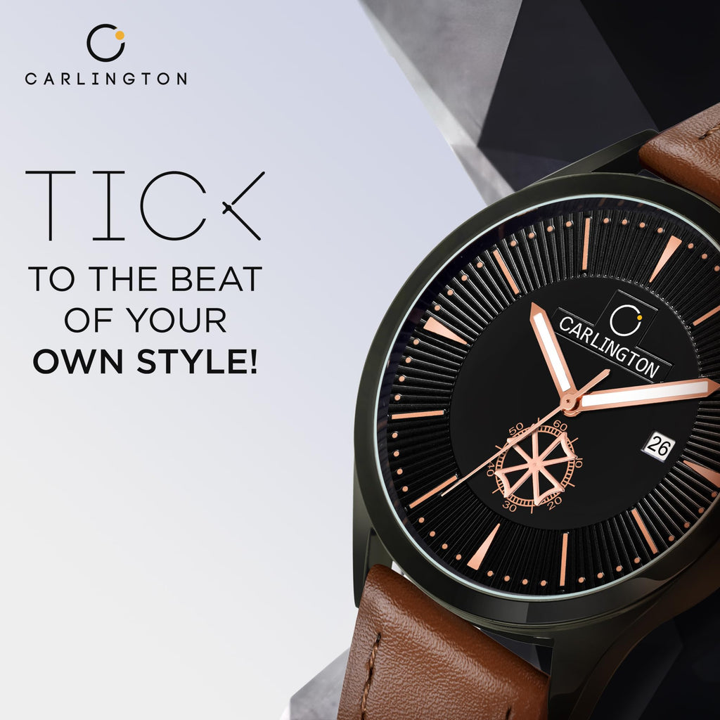 Carlington Analog Watches for Men with Leather Strap - CT 1020