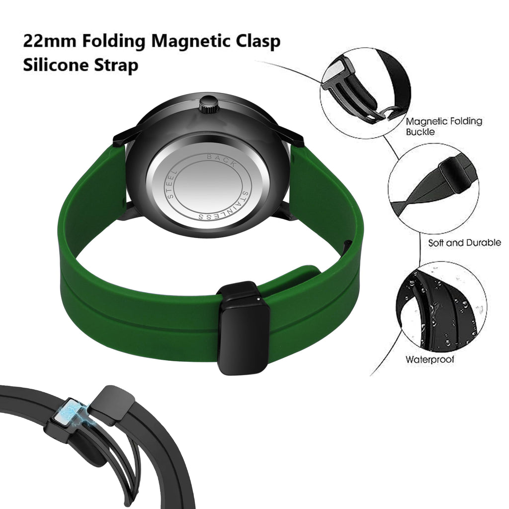 Shocknshop RevolveX Rotating Hollow Wheel Hub Creative Fashion Analog Silicone Magnetic Strap Wrist Watch for Men Boys -WCH366