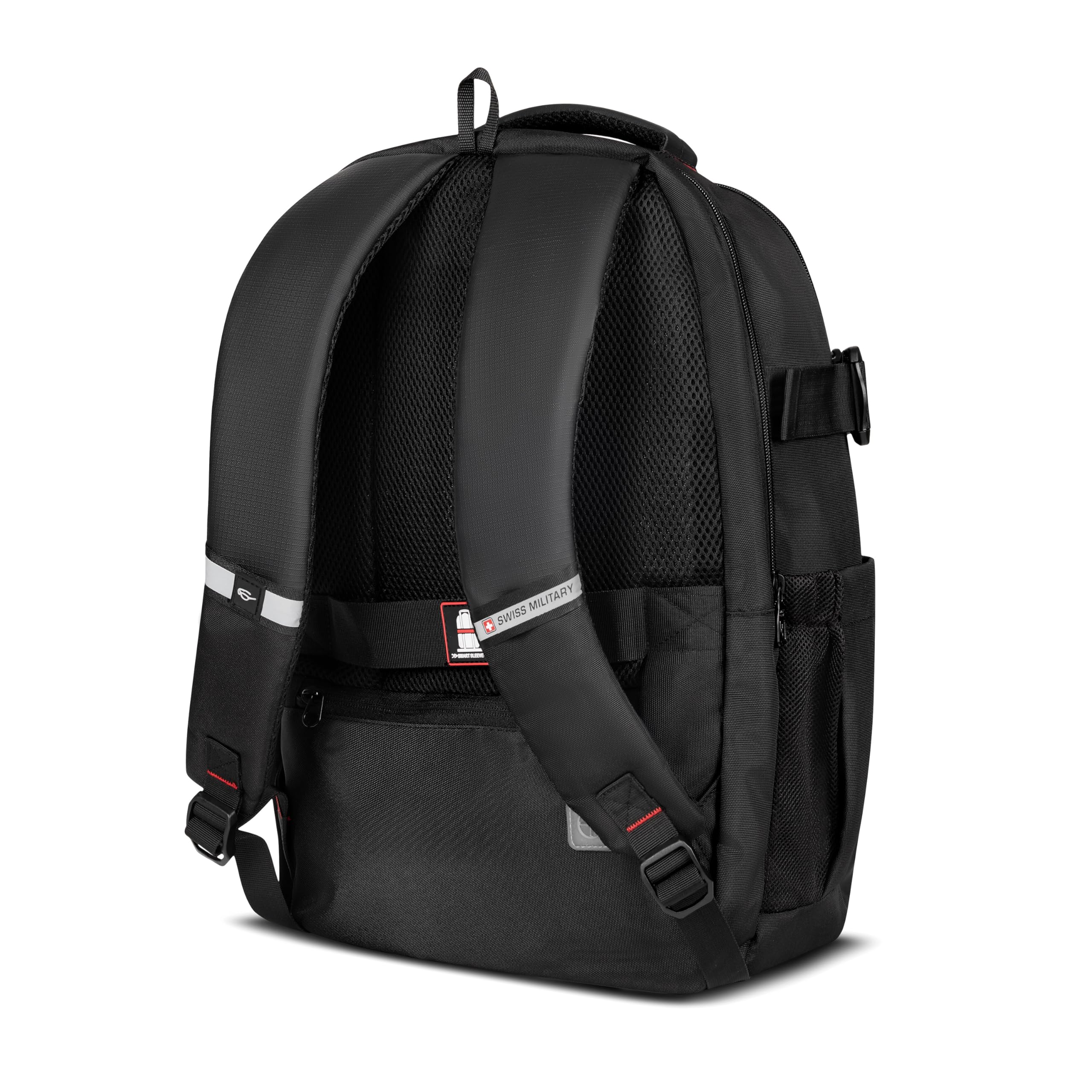 SWISS MILITARY 30L Unisex Laptop Travel Backpack for 15.6-Inch Laptops – with Luggage Strap, Detachable Key Ring, Anti-Theft Pocket, Expandable Bottle Pocket for Office and College Use